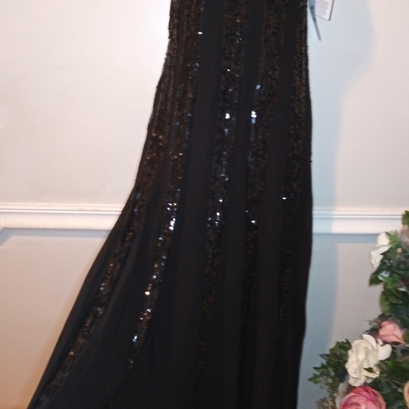 Vintage 90's/Y2K Marina Black Sequinned Chiffon Maxi Dress - Picture 5 of 16